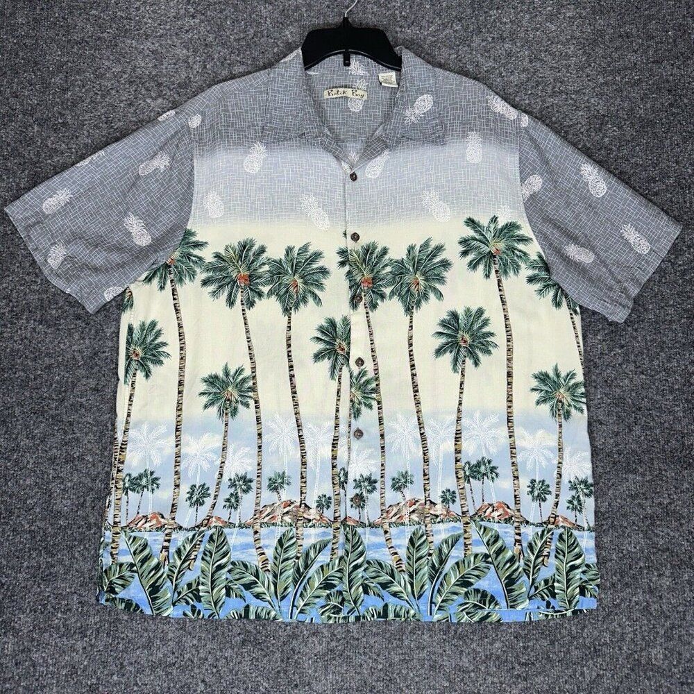 Batck Bay Hawaiian Shirt Mens XL Rayon‎ Palm Trees Pineapple Short Sleeve Adult